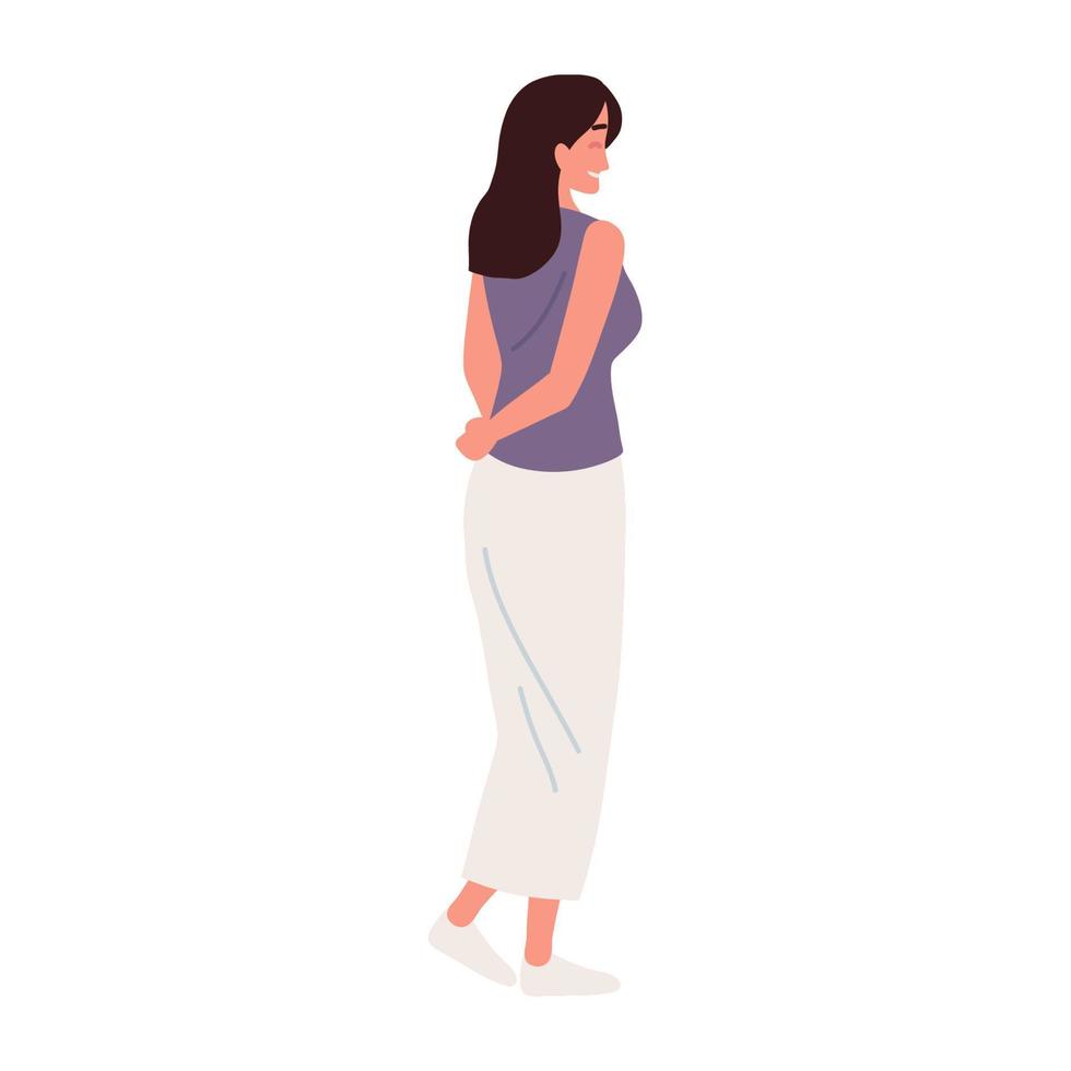 woman standing back view vector