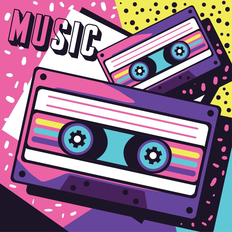 90s music cassette vector