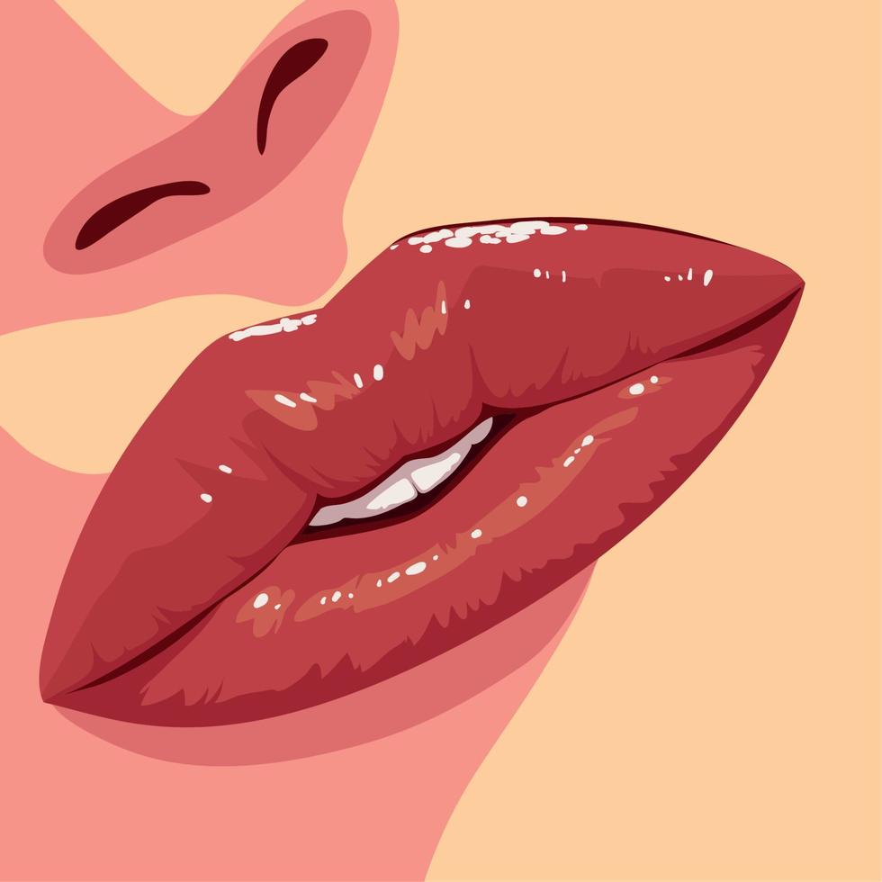 female mouth face closeup vector