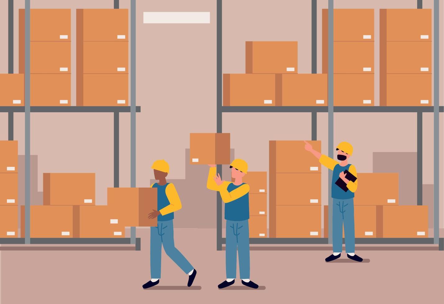 warehouse workers loading vector