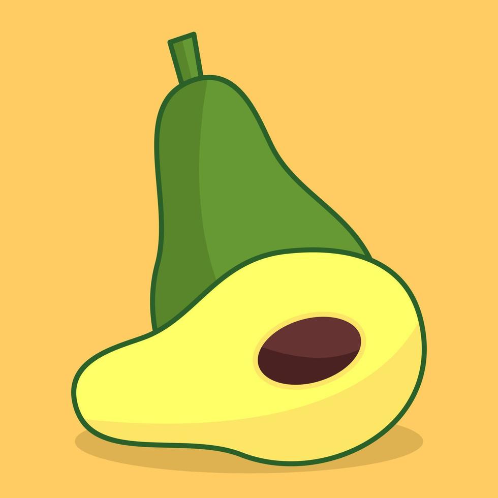 Vector illustration of cute green avocado fruit