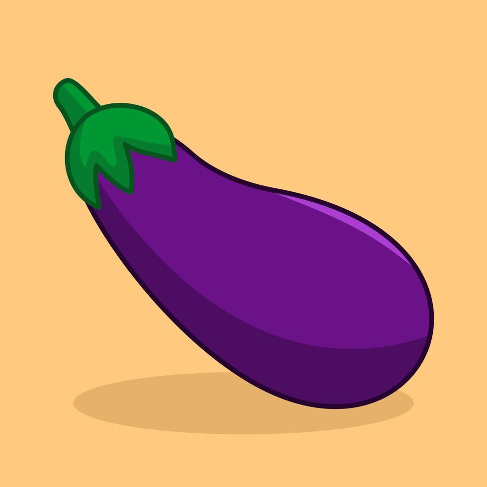 Vector illustration of cute purple eggplant