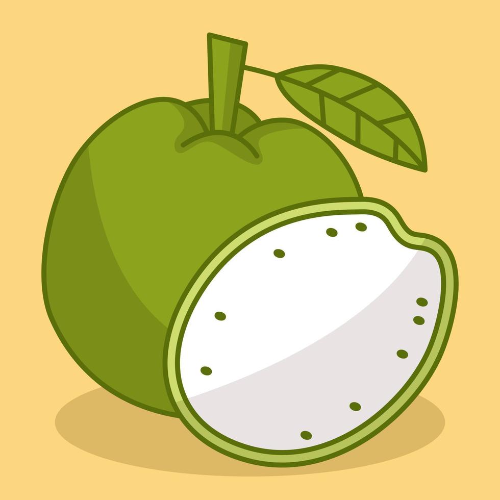 Vector illustration of cute white guava fruit