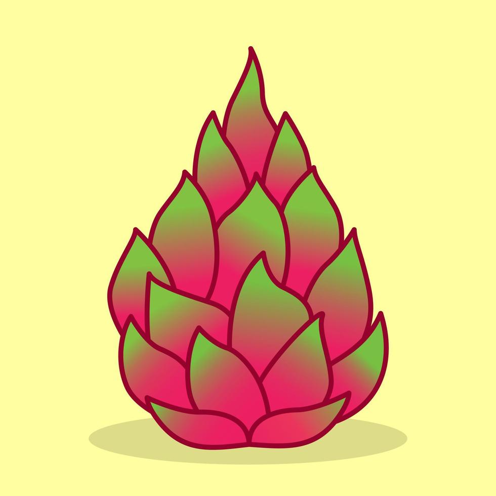 Vector illustration of cute red dragon fruit