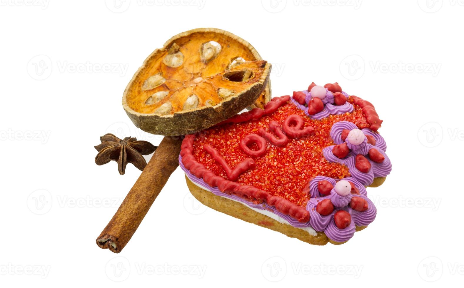 Valentine cookies on white background photo