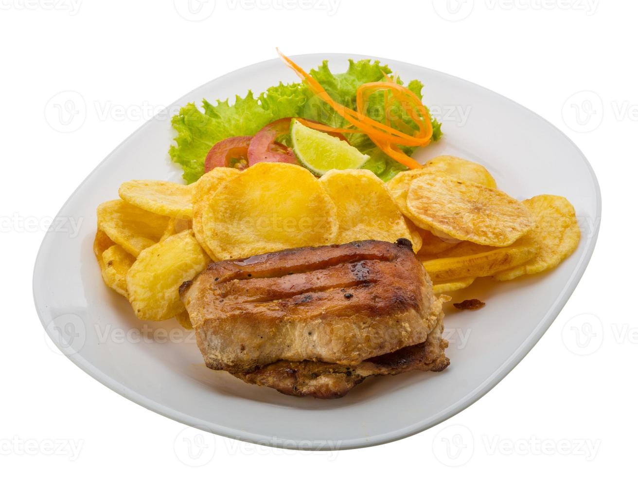 Grilled pork with potato photo