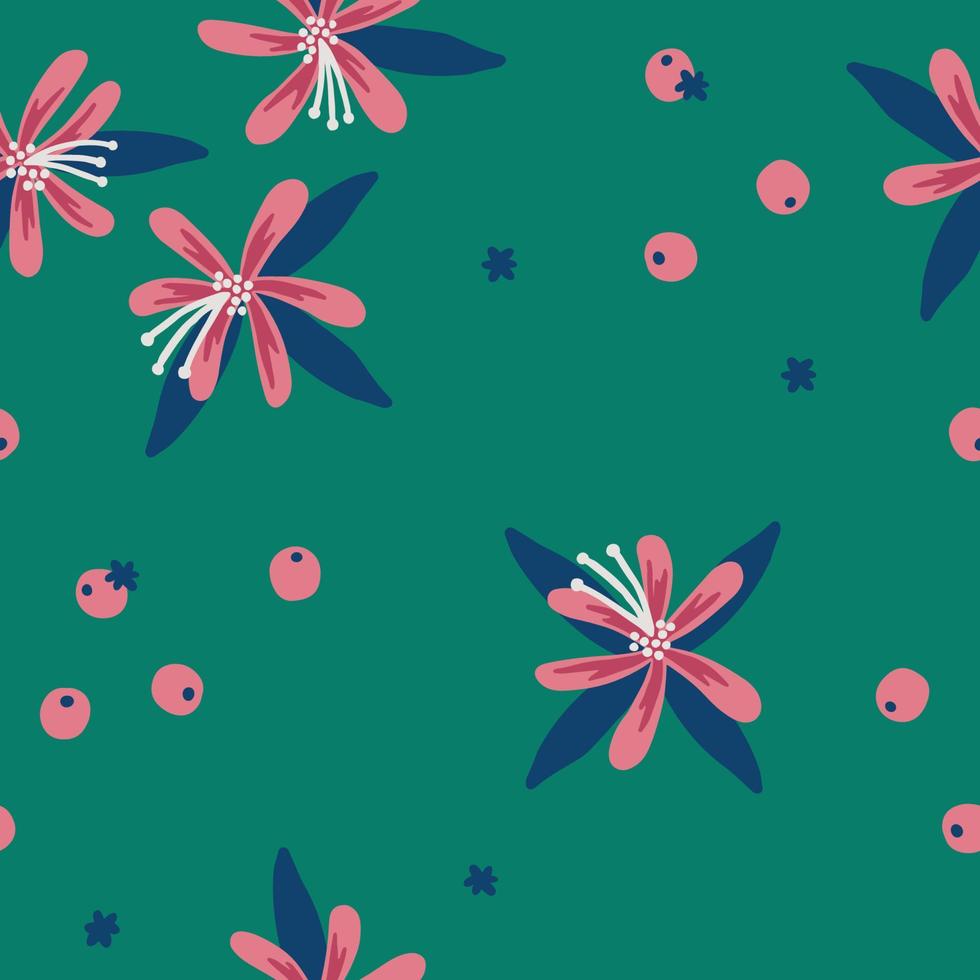 Hand drawn floral pattern in pink tones vector