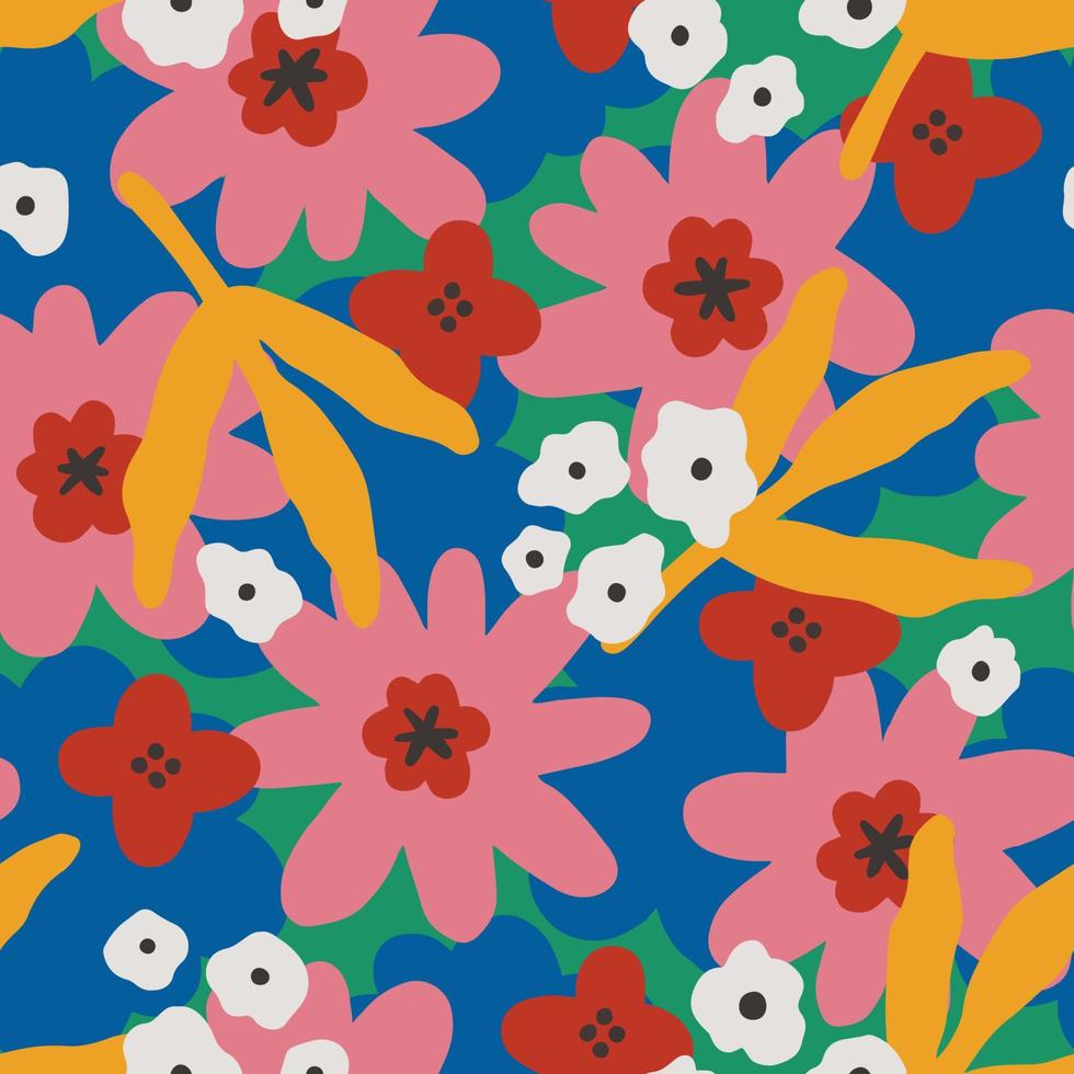 Organic flat abstract floral pattern vector