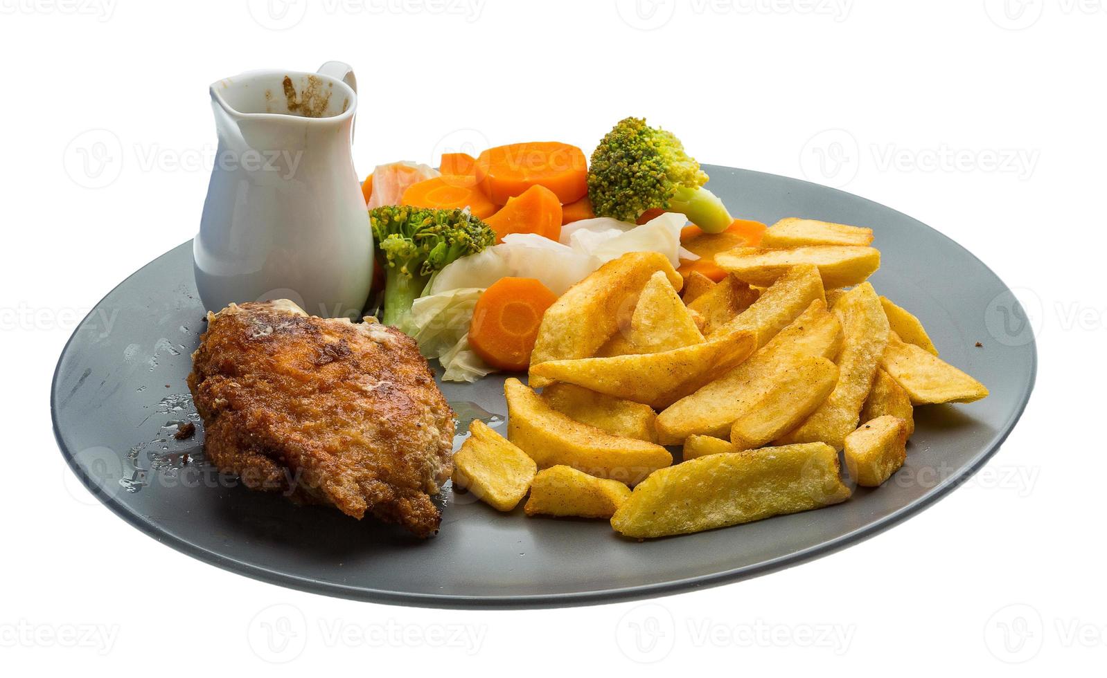 Cordon bleu on the plate and white background photo
