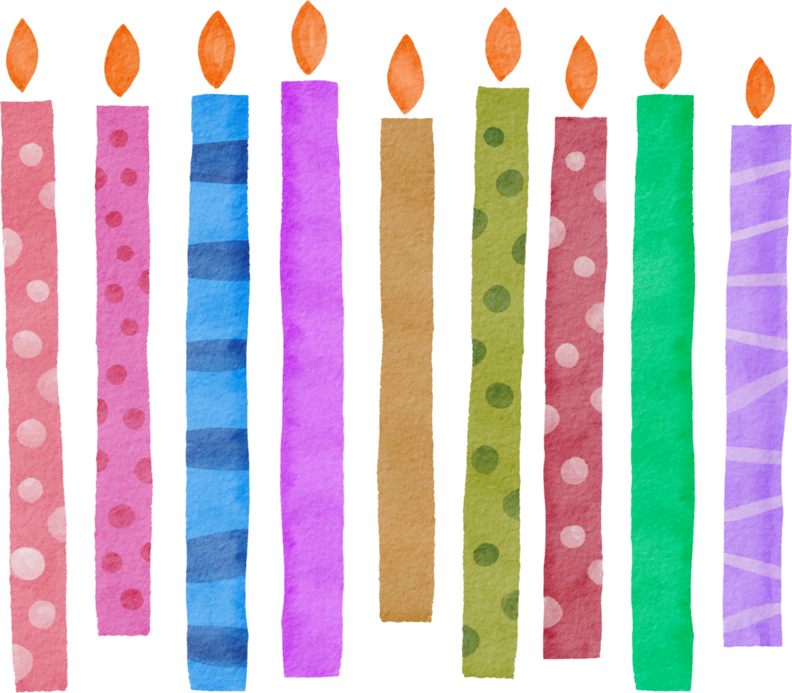 bougie de joyeux anniversaire dessinée à la main aquarelle png