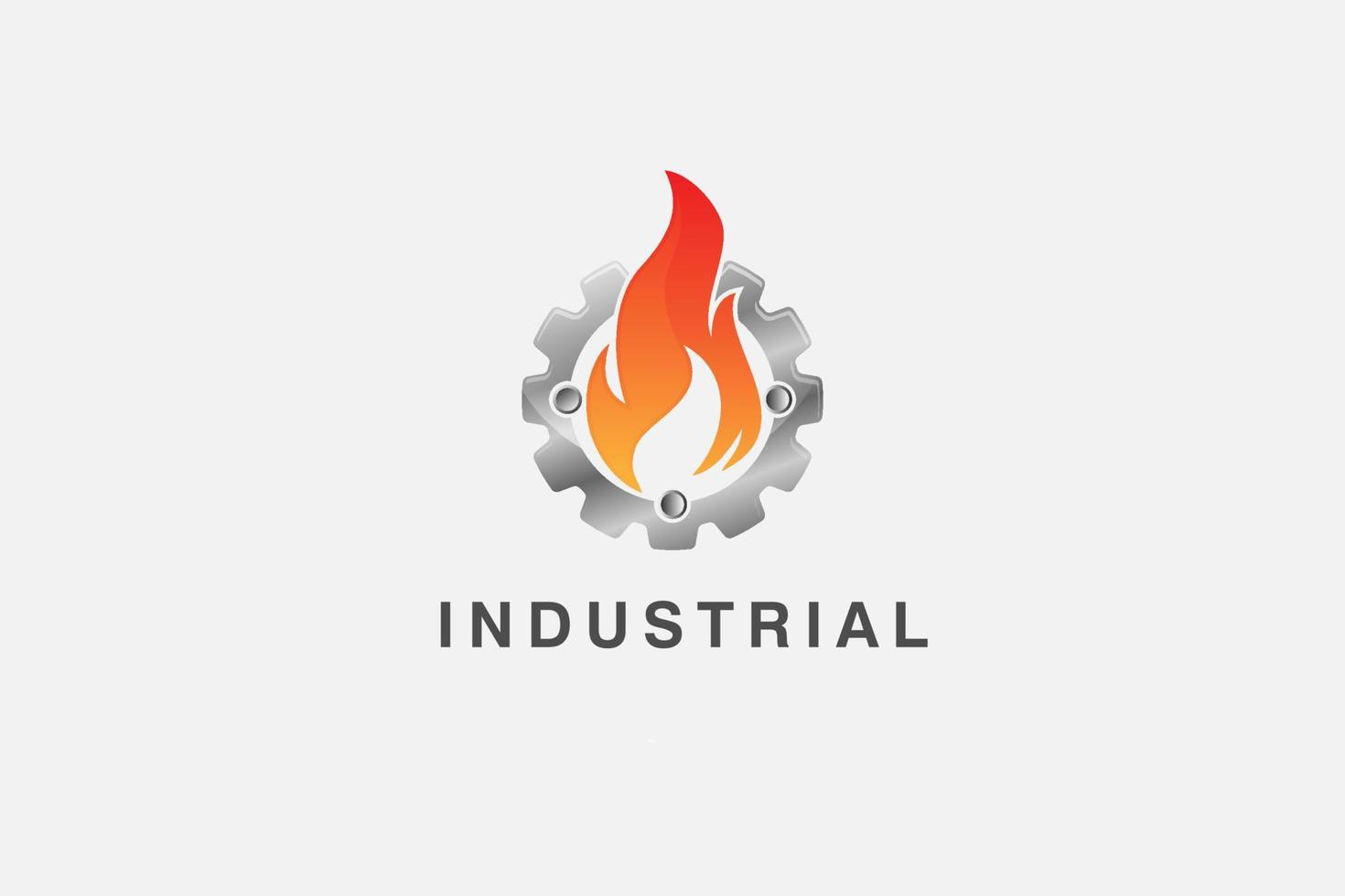 illustration of gear and fire . usable logo design for industrial. energy. mining. fire guard. vector