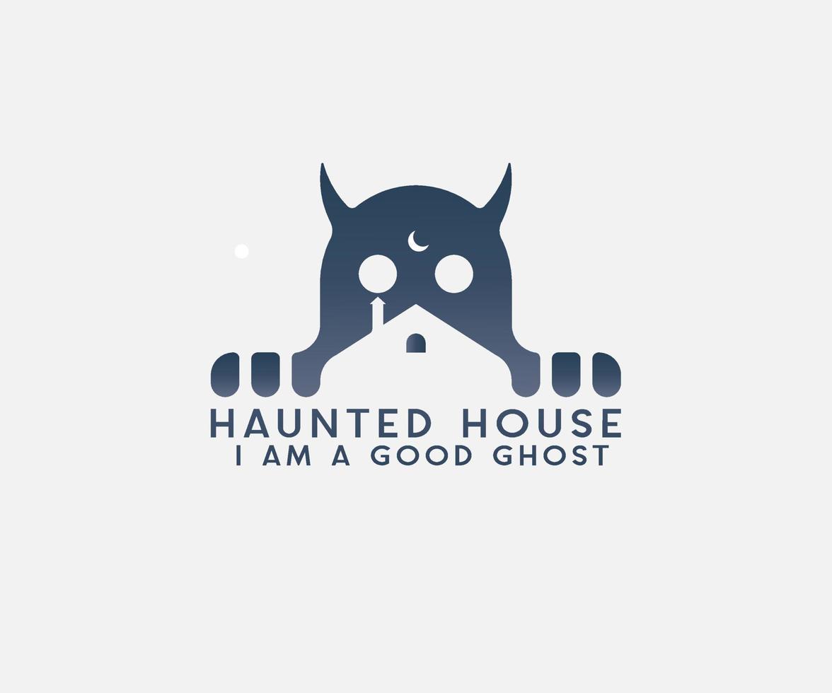 Haunted House Logo Design Illustration. illustration ghost Head With House vector