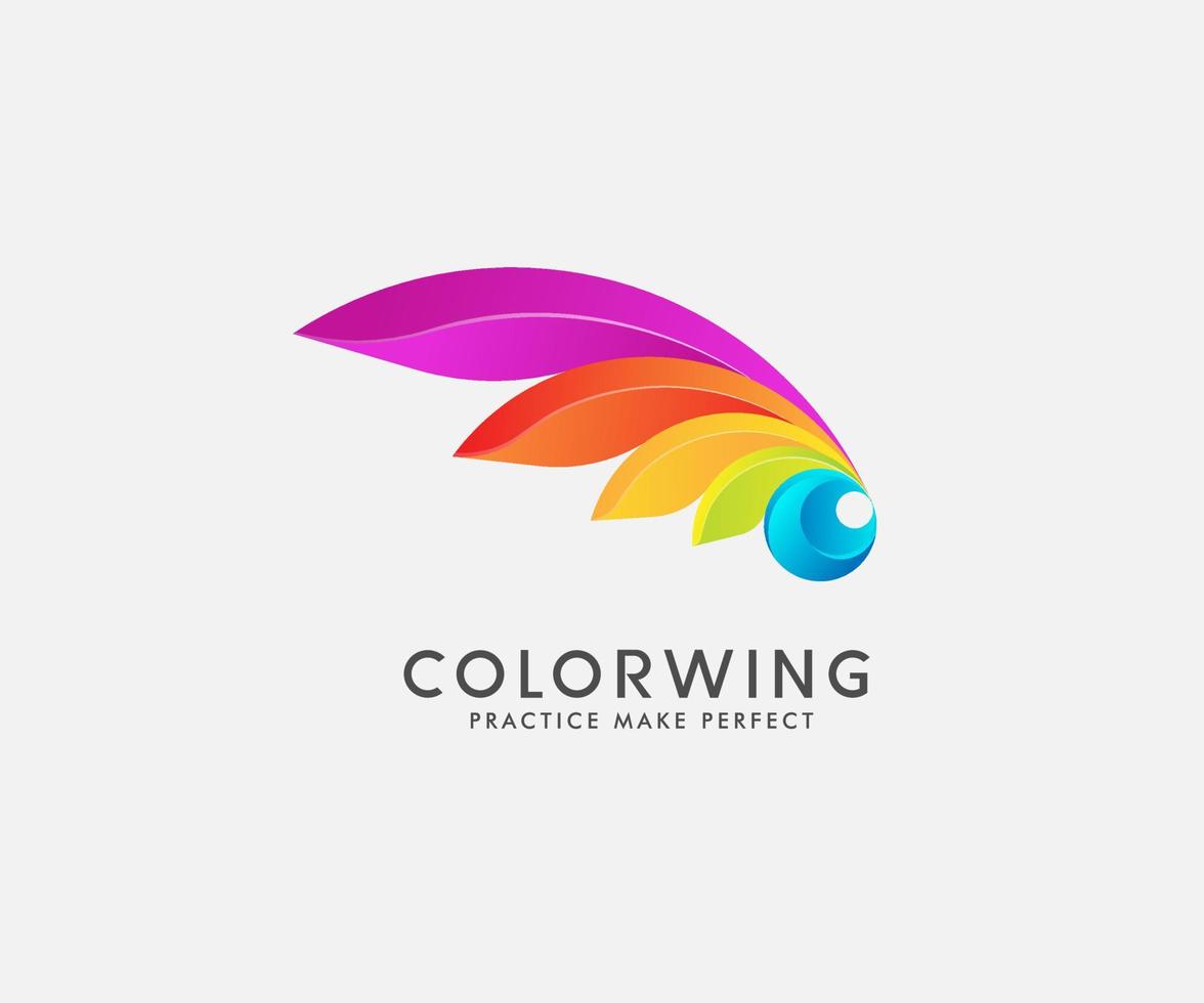 colorful half wings logo design illustration isolated white background vector