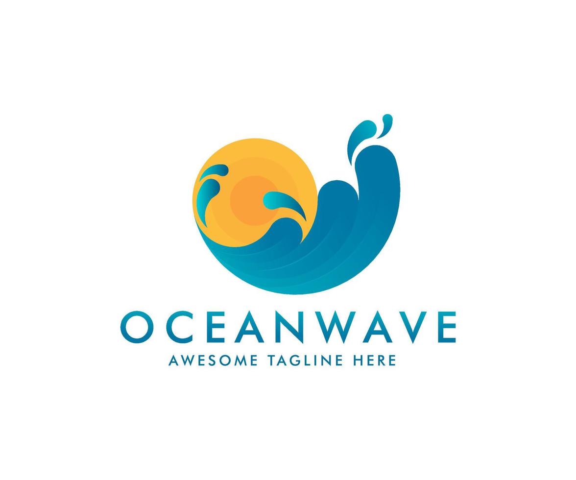 ocean wave logo design vector illustration