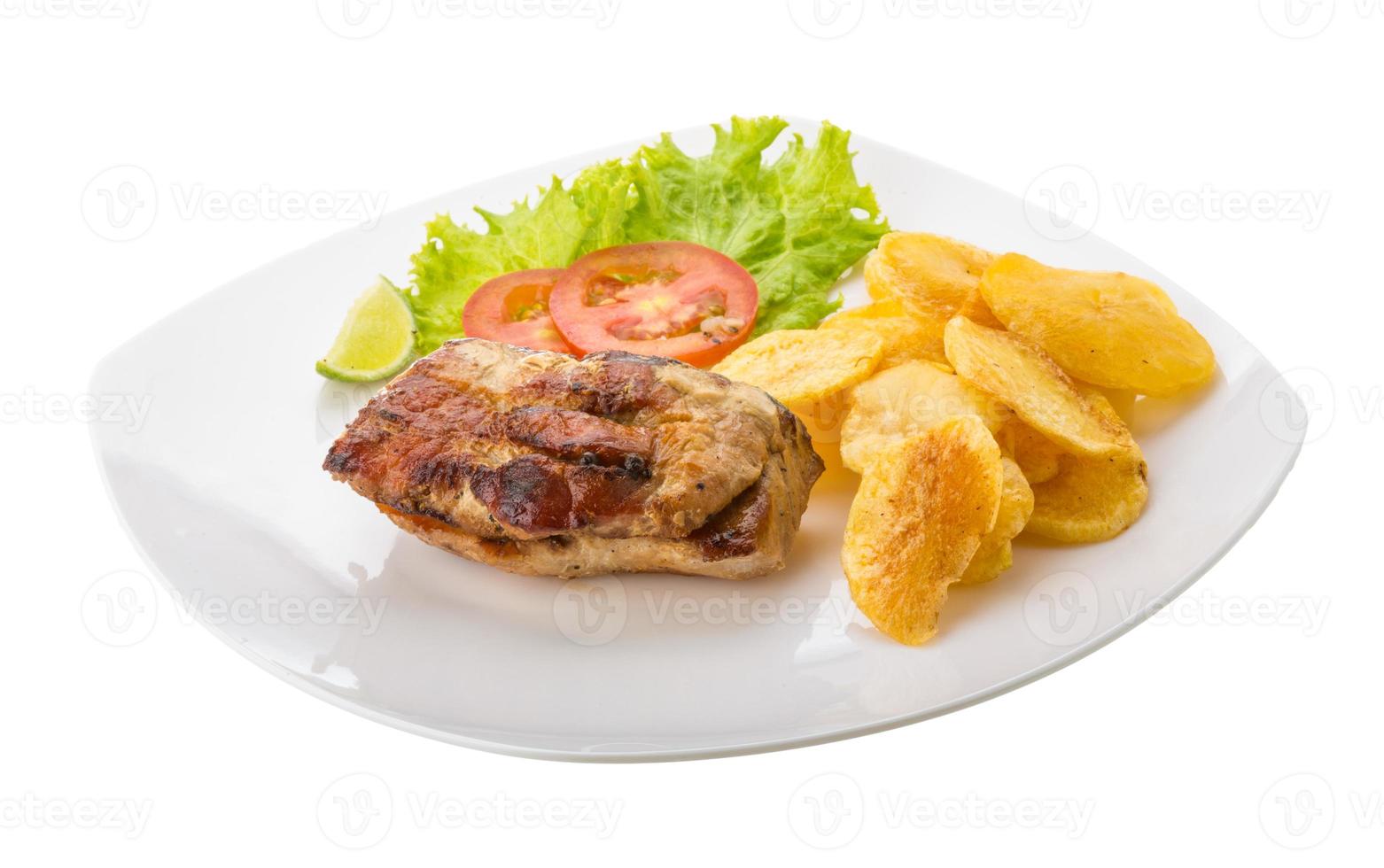 Grilled pork with potato photo