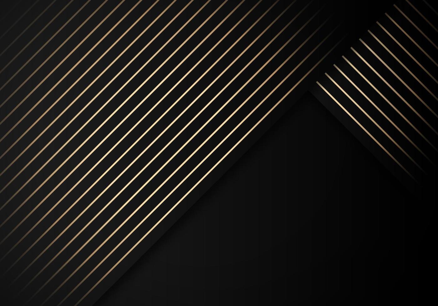 Luxury Stripes Golden Lines Diagonal Overlap on Black Background with Copy Space for Text vector