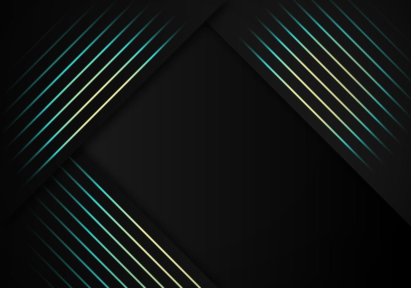 Abstract Stripes Blue yellow Lines Diagonal Overlap on Black Background with Copy Space for Text vector
