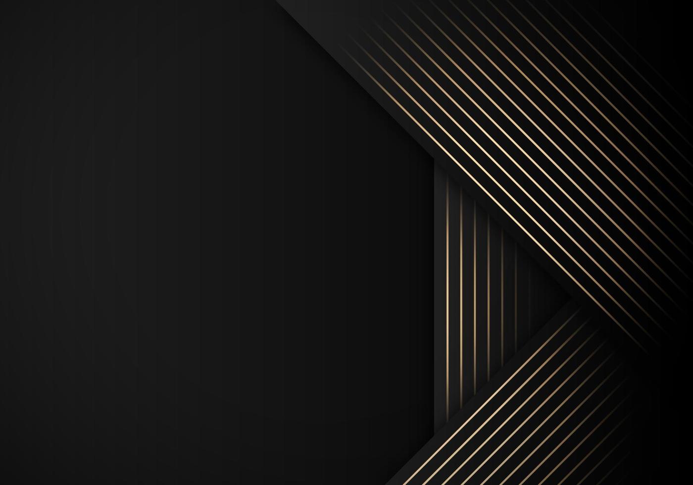 Luxury Stripes Golden Lines Diagonal Overlap on Black Background with Copy Space for Text vector