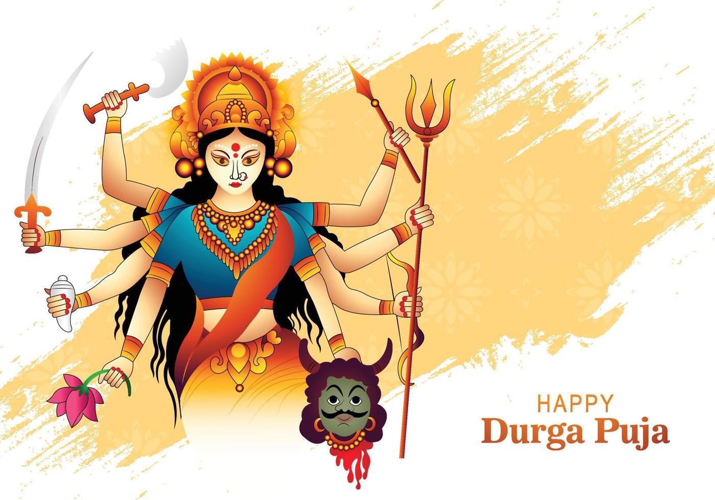Happy durga puja india festival holiday card illustration background vector