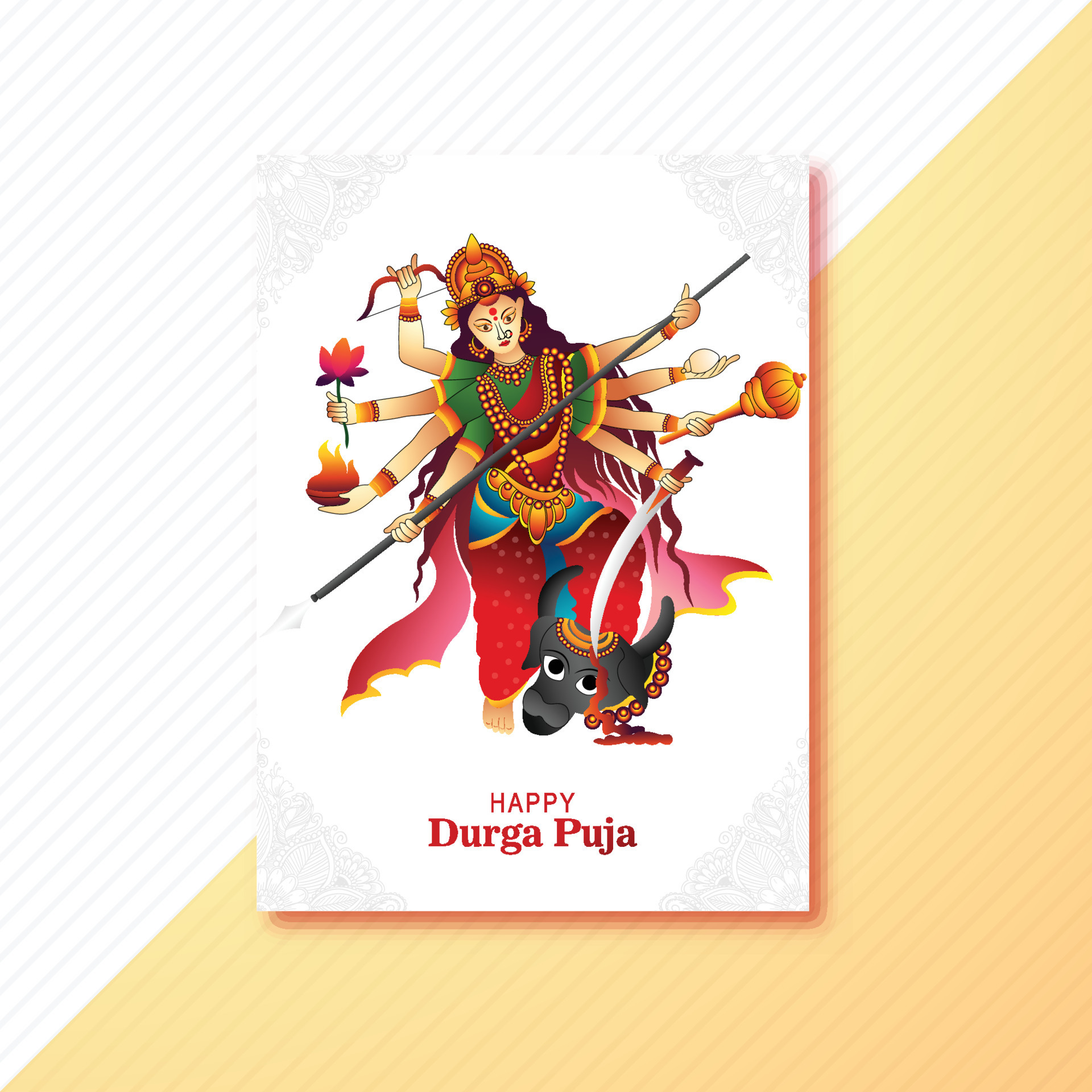 Happy durga puja india festival holiday brochure card background 11212078  Vector Art at Vecteezy