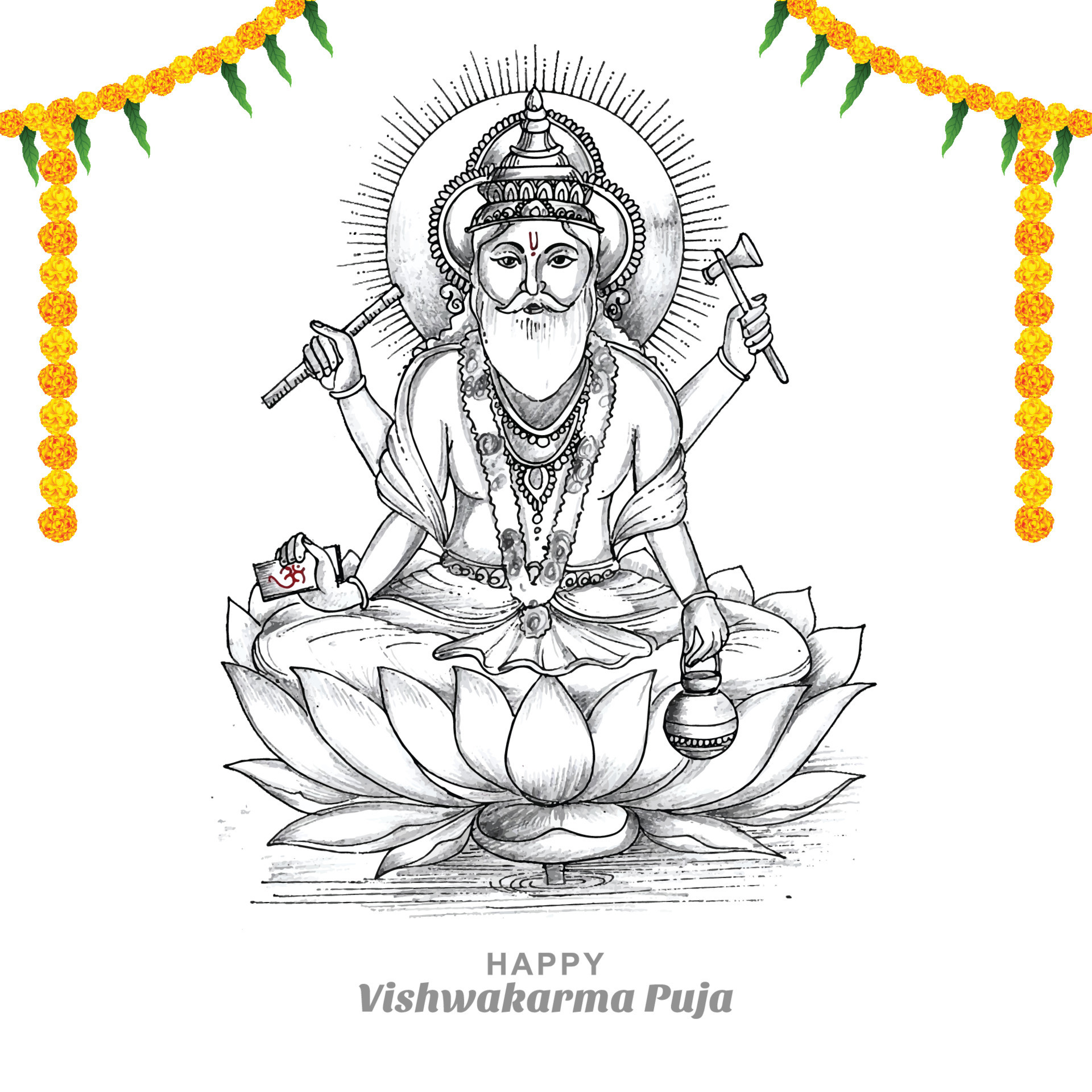 Lord Vishwakarma | Sketches, Drawings, Art pencil