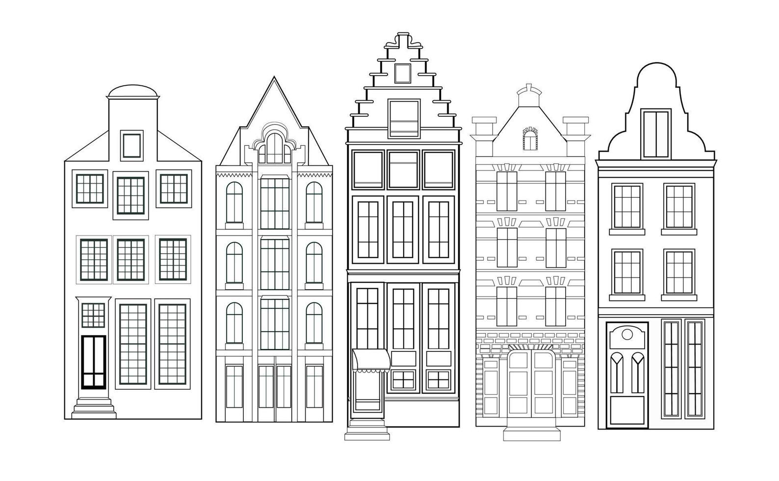 silhouettes of ancient european houses vector