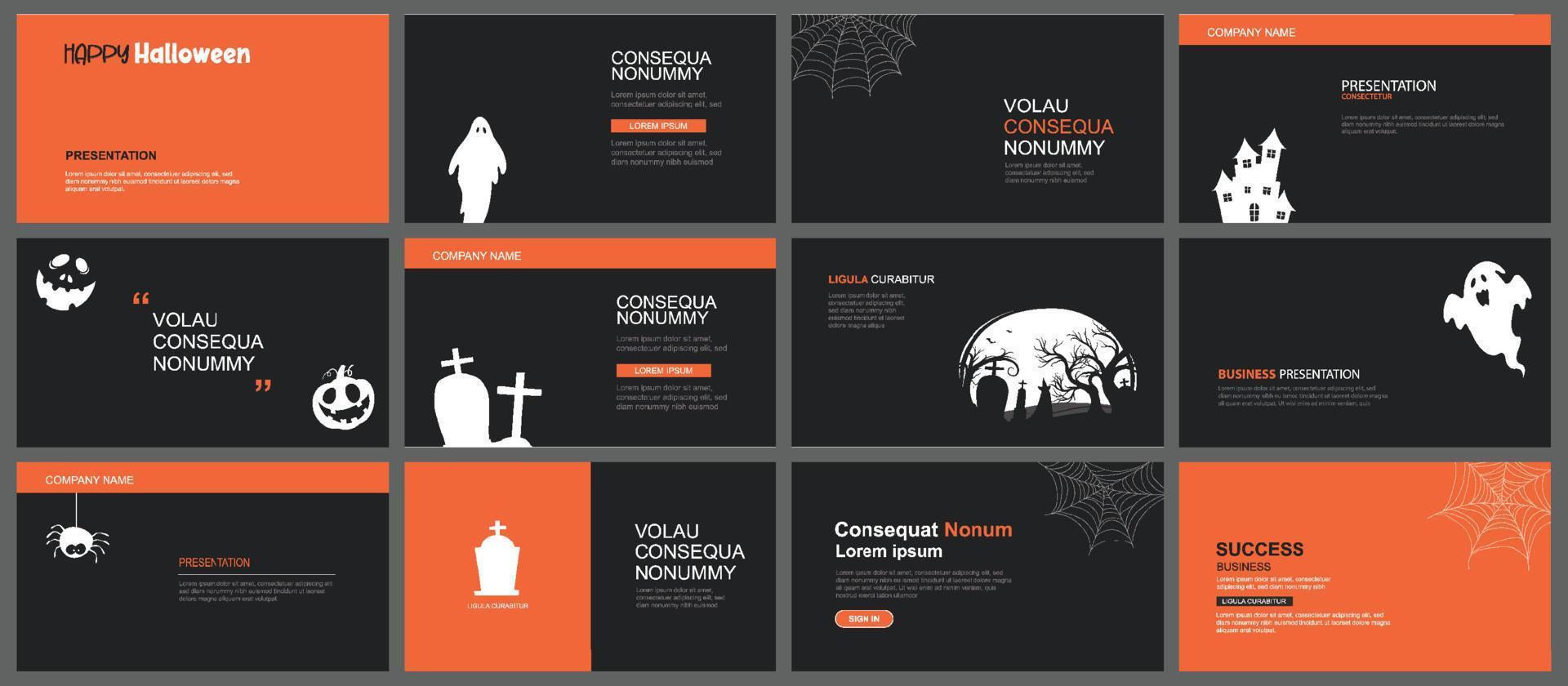 fondo de presentación y diseño de diapositivas. diseño de plantilla de halloween. uso para presentación de negocios, presentación, diapositiva, marketing, folleto, publicidad, plantilla, estilo moderno. vector