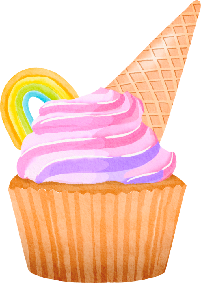 cupcake licorne fantaisie aquarelle png