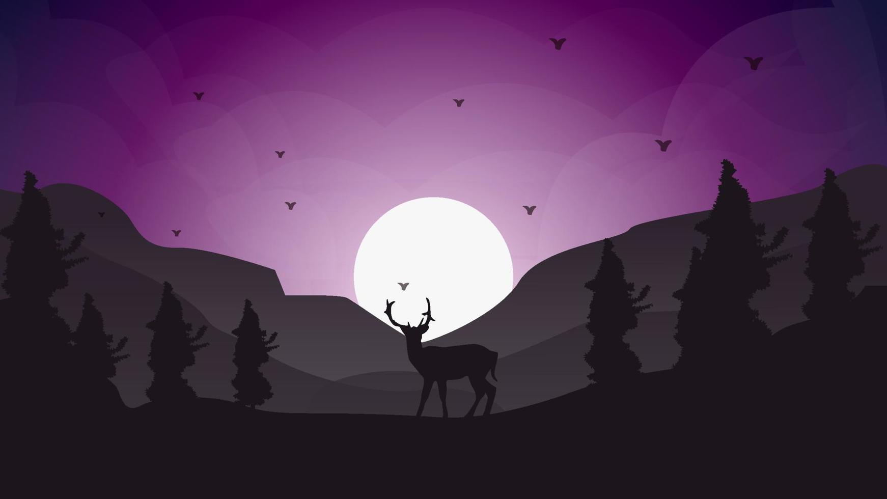 montaña paisaje silhoutte ilustración plana vector