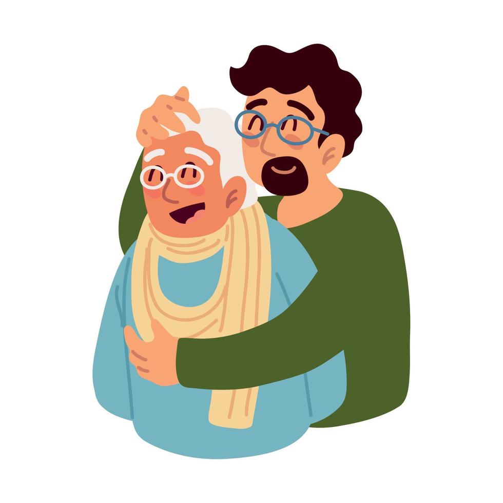 old father and son vector