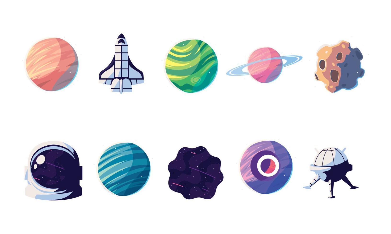 set of space cosmos vector
