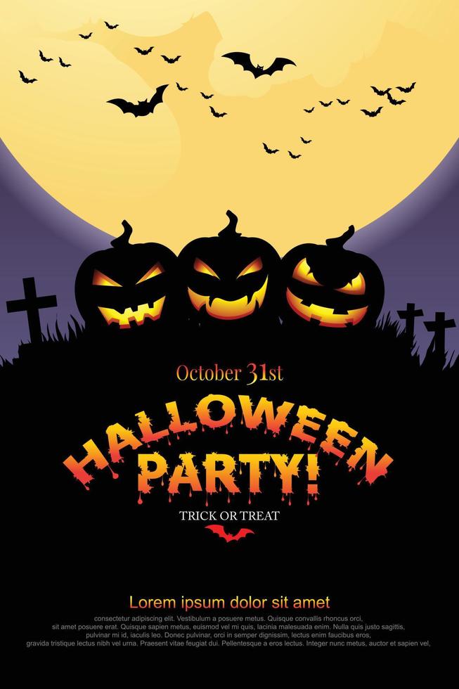 cartel de fiesta de halloween con fantasma de calabaza. vector