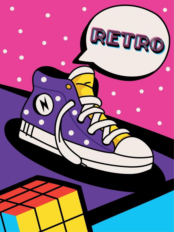 retro sneaker poster vector