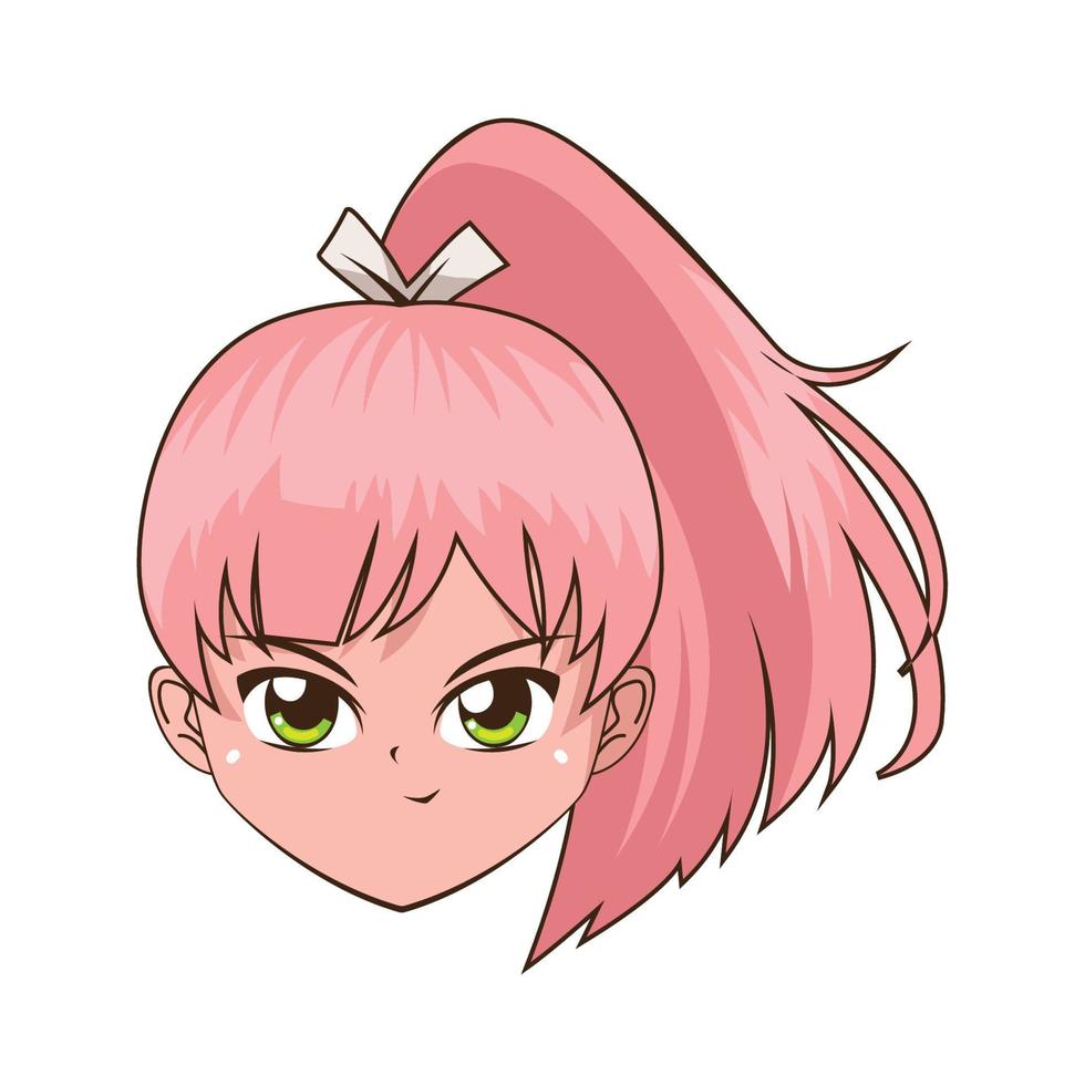 chica anime pelo rosa vector