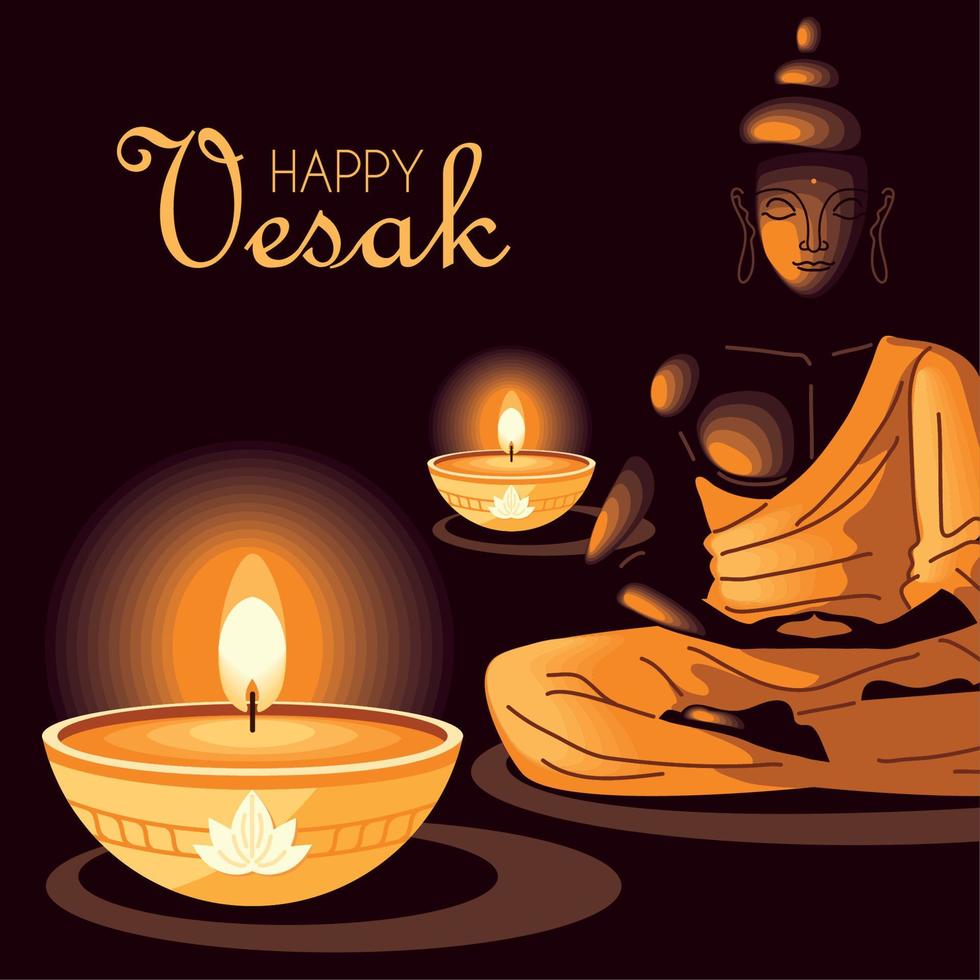 happy vesak greeting card vector