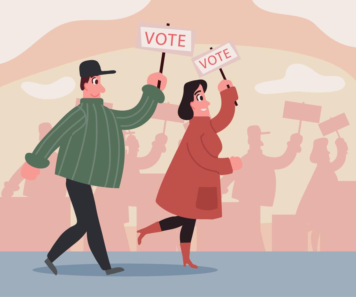 people with vote placards vector