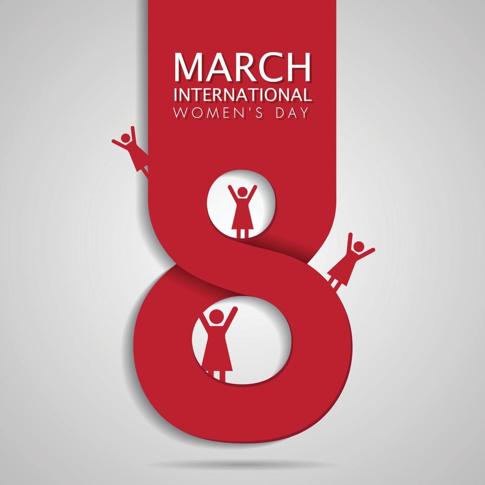 8 de marzo. Corte de papel de la tarjeta de felicitación del día internacional de la mujer para su diseño. ilustración vectorial vector