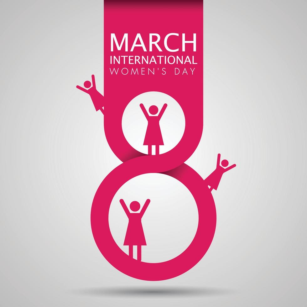 March 8. International Women's Day greeting card paper cut for your design. vector illustration