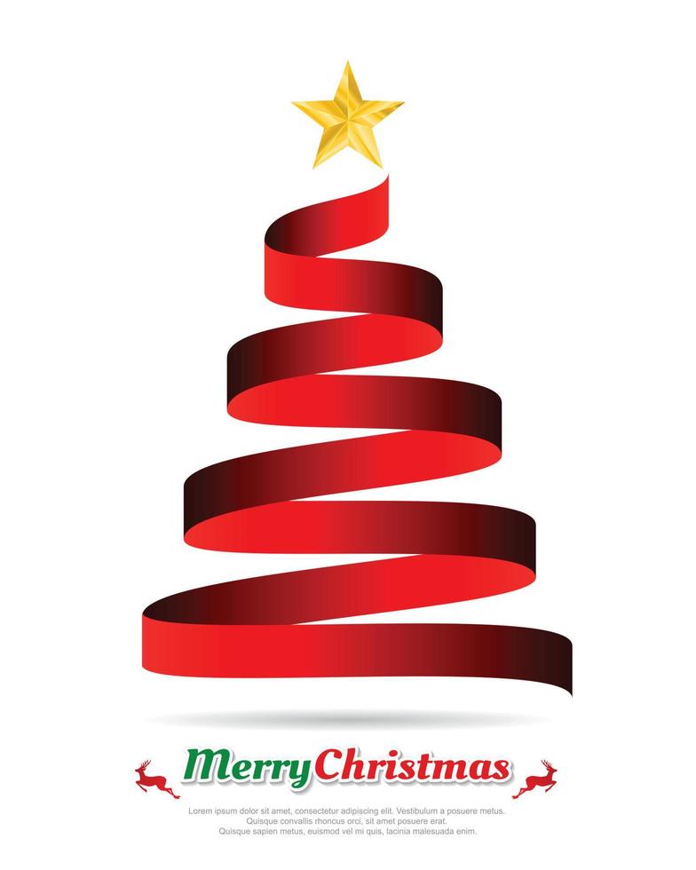 Christmas tree made of ribbons on the White Blackground. illustration Vector