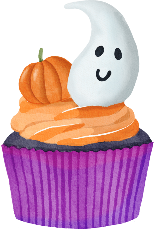 acquerello dipinto Halloween Cupcake png