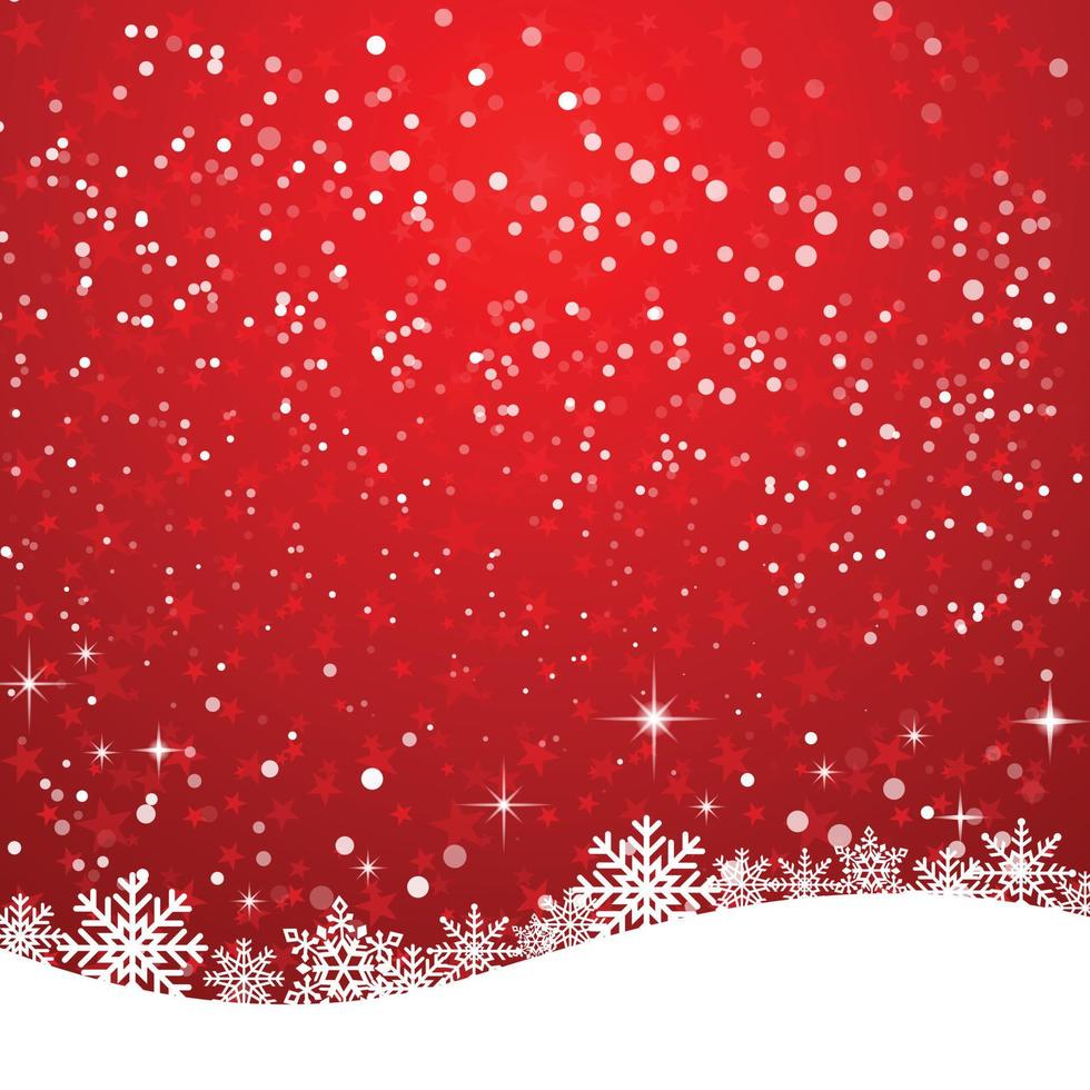 Christmas snowflake with night star light and snow fall abstract bakcground vector illustration.