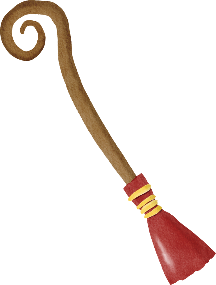 witch broom watercolor png
