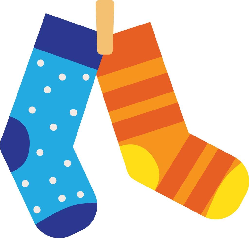 socks with clothes pin vector