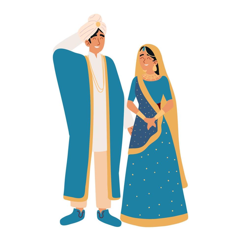 hindu wedding couple portrait vector