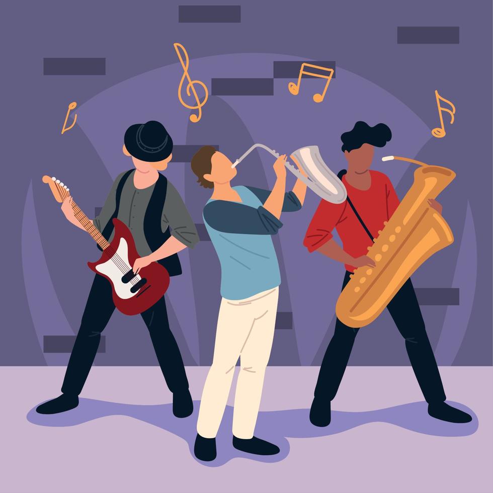 men playing music in street vector