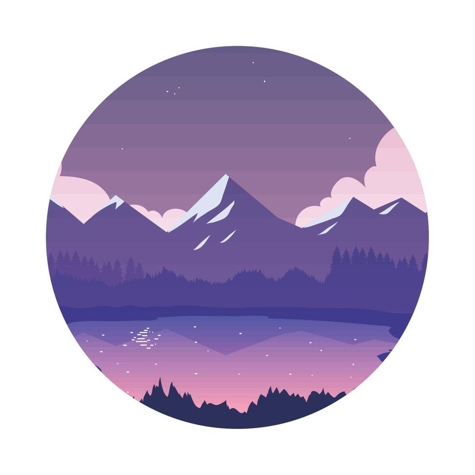 landscape night lake vector