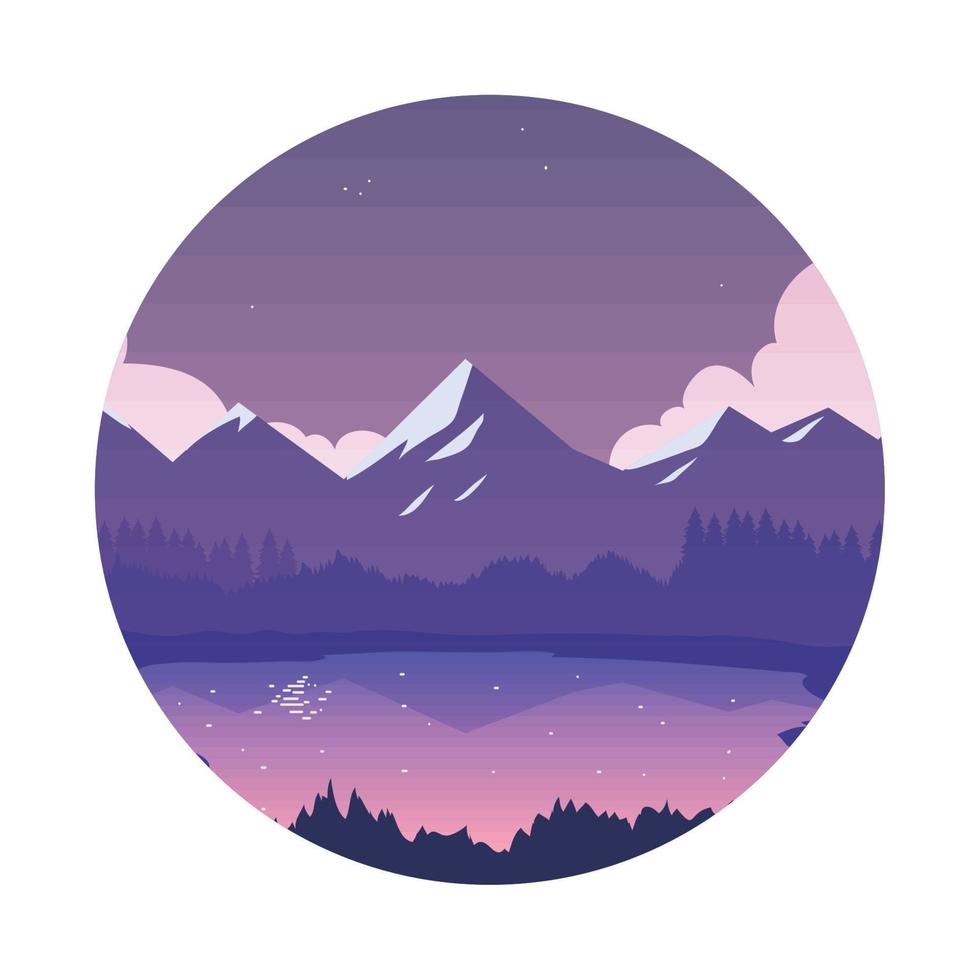 paisaje noche lago vector