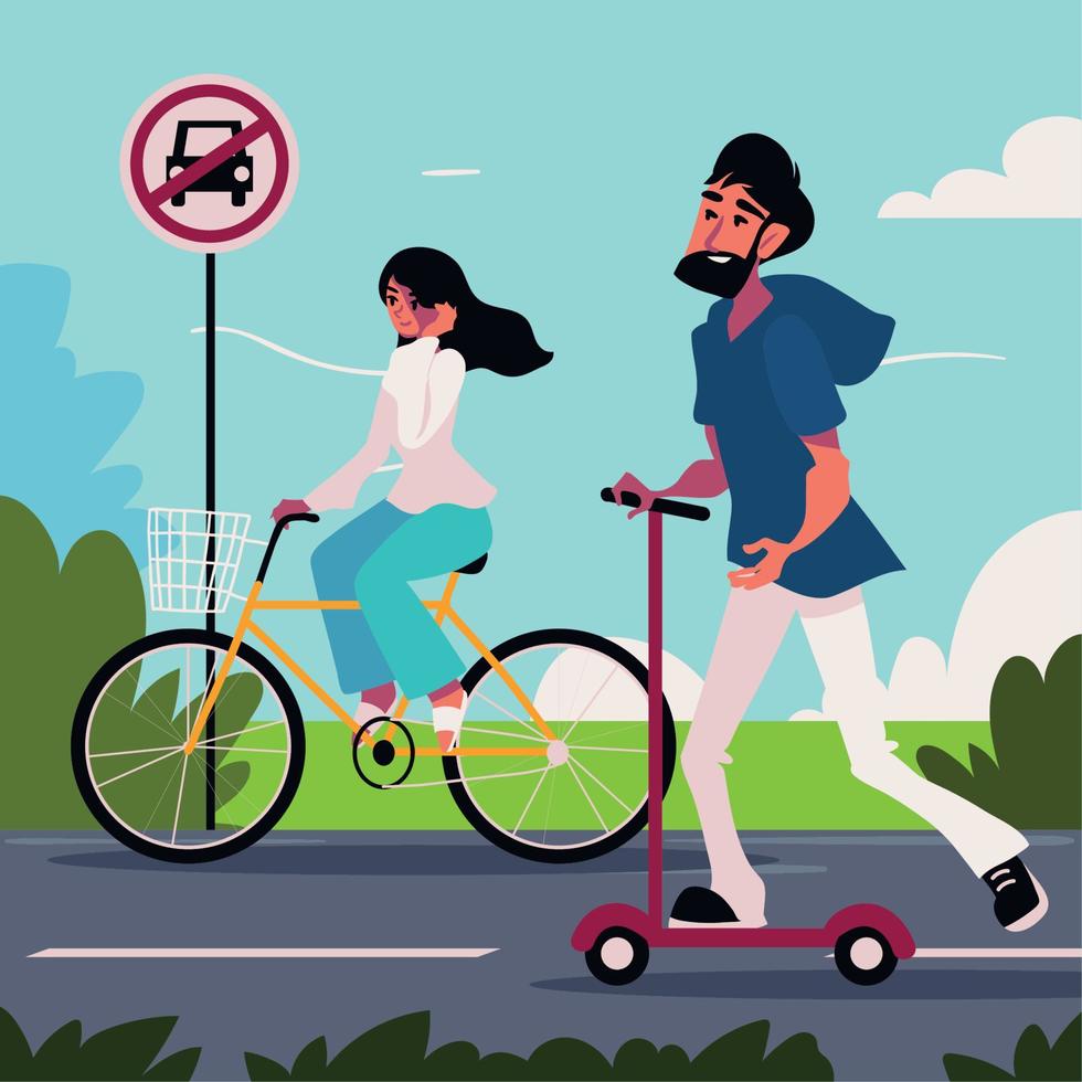 people and world car free day vector