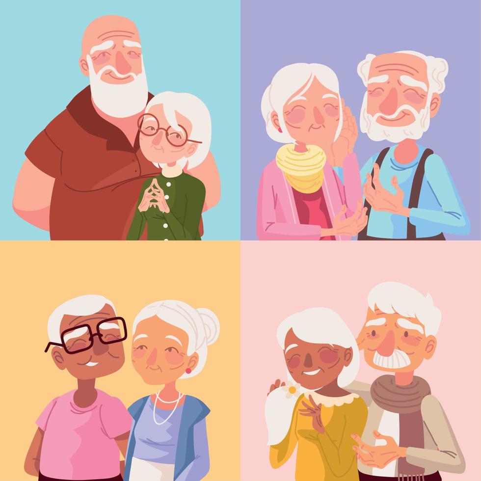 set cute grandparents vector