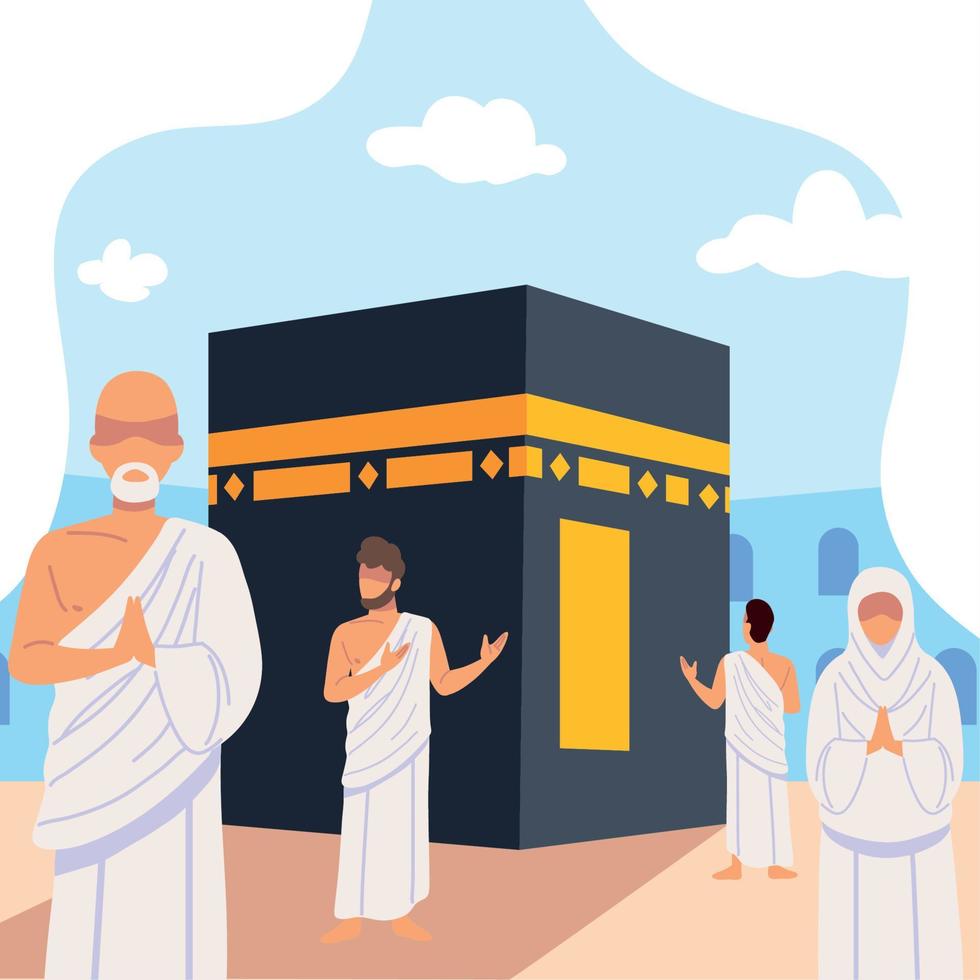 muslim pilgrimage praying vector